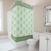 Mint Groen en Roze Floral Shower Curtain Douchegordijn (In situ)