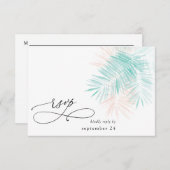 Mint groen en roze handpalm leder op witte witte R RSVP Kaartje (Voorkant / Achterkant)