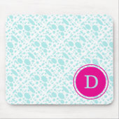 Mint Groen en Roze Monogram Muismat (Voorkant)