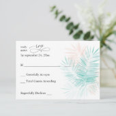 Mint Groen en Roze Palm Leaf no Meal RSVP (Staand voorkant)