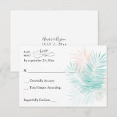 Mint Groen en Roze Palm Leaf no Meal RSVP (Voorkant / Achterkant)