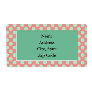 Mint-groen en roze pols-puntpatroon etiket