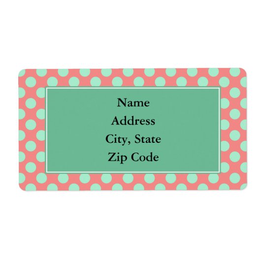 Mint-groen en roze pols-puntpatroon etiket (Voorkant)