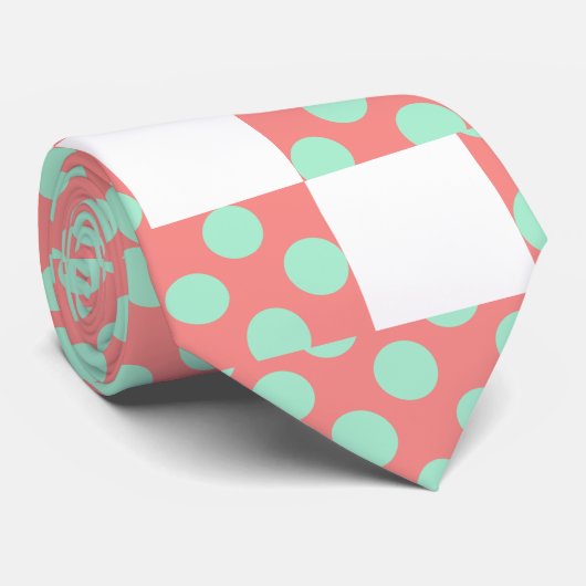 Mint-groen en roze pols-puntpatroon stropdas (Opgerold)