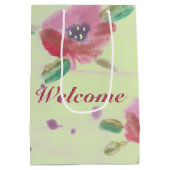 Mint groen en roze roos bloem ontwerper medium cadeauzakje (Achterkant)