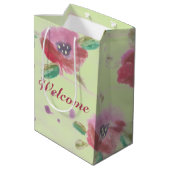 Mint groen en roze roos bloem ontwerper medium cadeauzakje (Achterkant Gekanteld)