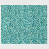 Mint-groen en Turquoise Blue Floral Damascus Patte Cadeaupapier (Vlak)