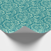 Mint-groen en Turquoise Blue Floral Damascus Patte Cadeaupapier (Hoek)