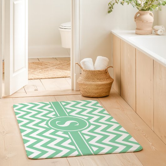 Mint groen en wit Chevron monogram Badmat
