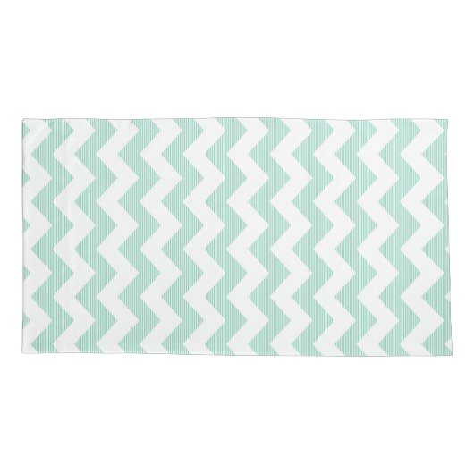 Mint-groen en wit chevron patroon kussensloop (Achterkant)