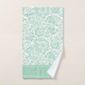 Mint-groen en wit  damast monogram bad handdoek (Handdoek)