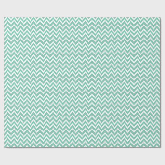 Mint-groen en wit Ikat Chevron patroon Cadeaupapier (Vlak)