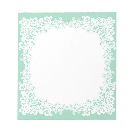 Mint groen en wit kant custom notitieblok (Voorkant)