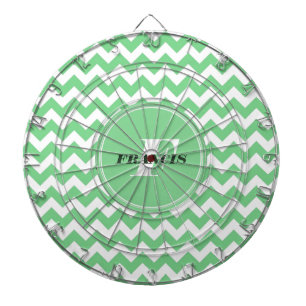 Mint-groen en wit monogram Chevron Pattern Dartbord