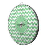 Mint-groen en wit monogram Chevron Pattern Dartbord (Voorkant Rechts)