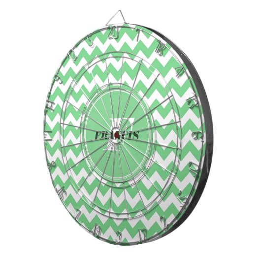 Mint-groen en wit monogram Chevron Pattern Dartbord (Voorkant Rechts)
