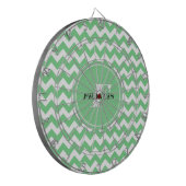 Mint-groen en wit monogram Chevron Pattern Dartbord (Voorkant Links)