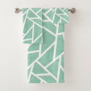 Mint groen en wit mozaïekpatroon bad handdoek