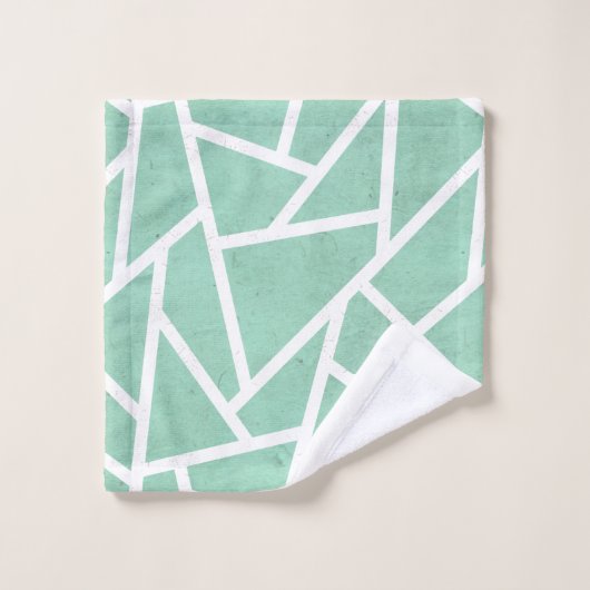 Mint groen en wit mozaïekpatroon bad handdoek (Wasdoekje)
