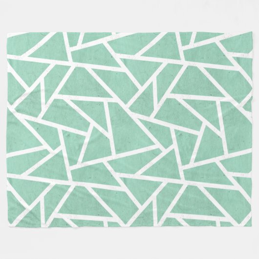 Mint groen en wit mozaïekpatroon fleece deken (Voorkant (Horizontaal))