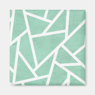 Mint groen en wit mozaïekpatroon magneet