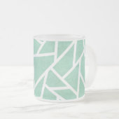 Mint groen en wit mozaïekpatroon matglas koffiemok (Voorkant rechts)