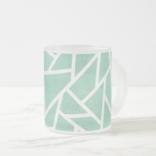 Mint groen en wit mozaïekpatroon matglas koffiemok (Voorkant rechts)