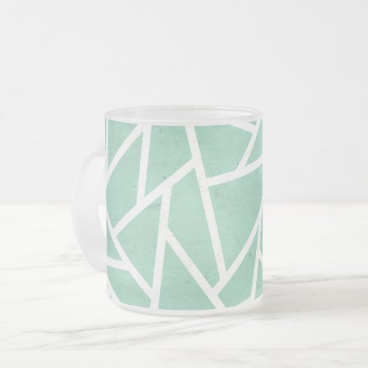 Mint groen en wit mozaïekpatroon matglas koffiemok (Voorkant links)