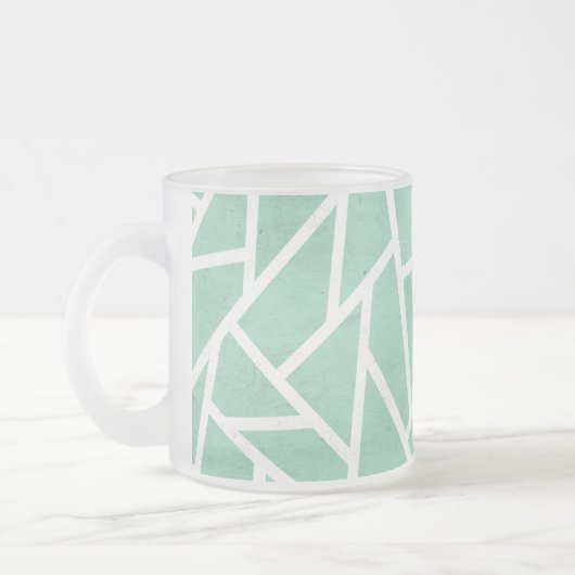 Mint groen en wit mozaïekpatroon matglas koffiemok (Links)