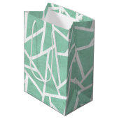 Mint groen en wit mozaïekpatroon medium cadeauzakje (Voorkant Gekanteld)