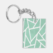 Mint groen en wit mozaïekpatroon sleutelhanger (Voorkant Links)