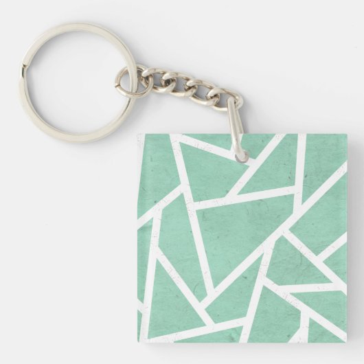 Mint groen en wit mozaïekpatroon sleutelhanger (Voorkant)