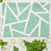 Mint groen en wit mozaïekpatroon theedoek (Gevouwen)