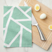 Mint groen en wit mozaïekpatroon theedoek (Quarter Fold)