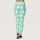 Mint Groen en Wit Polka Dot Pattern Girly Schattig Leggings (Achterkant)