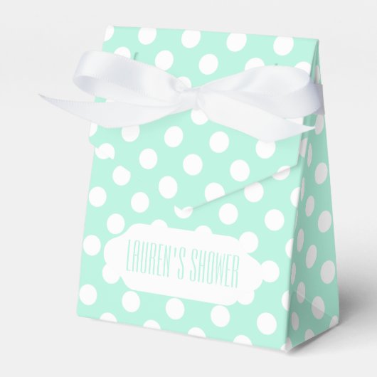 Mint groen en wit polka stippen aangepaste gunst d bedankdoosjes (Voorkant Zijde)