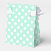 Mint groen en wit polka stippen aangepaste gunst d bedankdoosjes (Achterkant)