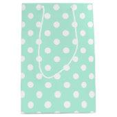 Mint groen en wit polka stippen ontwerp giftbag medium cadeauzakje (Voorkant)