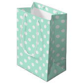 Mint groen en wit polka stippen ontwerp giftbag medium cadeauzakje (Voorkant Gekanteld)