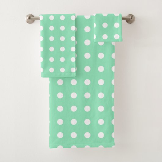 Mint groen en wit Stippen Moderne elegante Sjabloo Bad Handdoek (Insitu)