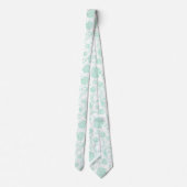 Mint-groen en witte Floral Damaskers Stropdas (Achterkant)