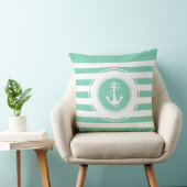 Mint-groen en witte strepen kussen (Stoel)