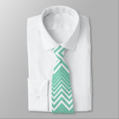 Mint-groen en witte zigzag Chevron Stropdas (Gebonden)