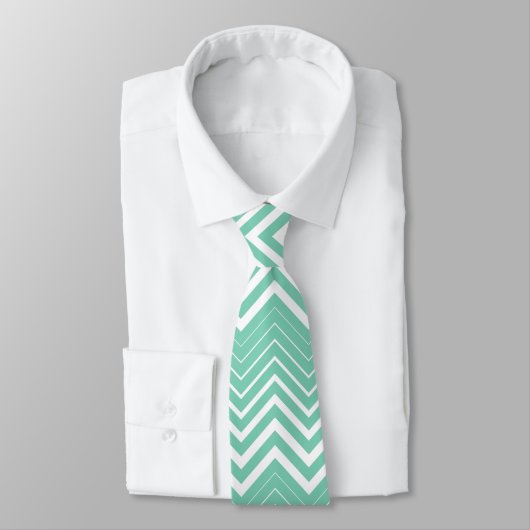 Mint-groen en witte zigzag Chevron Stropdas (Gebonden)