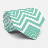 Mint-groen en witte zigzag Chevron Stropdas (Opgerold)