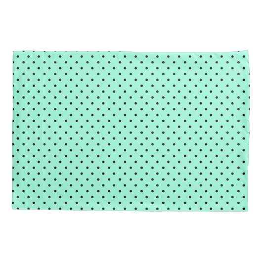 Mint Groen en Zwart Polka Dot Kussen Hoesje Kussensloop (Achterkant)