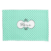 Mint Groen en Zwart Polka Dot Kussen Hoesje Kussensloop (Voorkant)