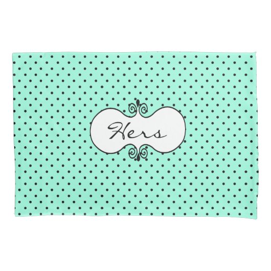 Mint Groen en Zwart Polka Dot Kussen Hoesje Kussensloop (Voorkant)
