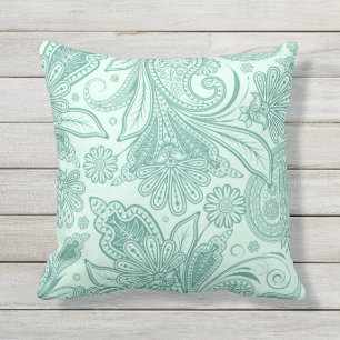 Mint Groen  Etnisch Bloemen Paisley Buitenkussen