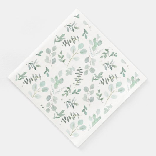Mint Groen Eucalyptus Waterverf Papier Servet (Hoek)